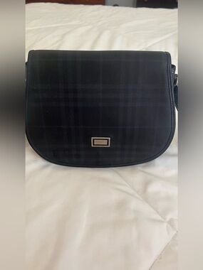 Burberry dark blue  Tonal Plaid Crossbody Bag